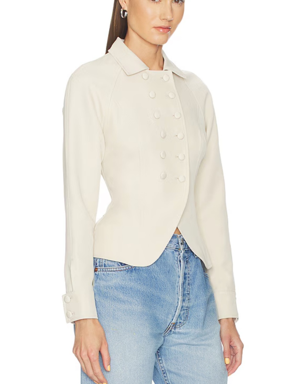 Lioness NWT Form Jacket Medium Cream Button Front Long Sleeves - Picture 7 of 7